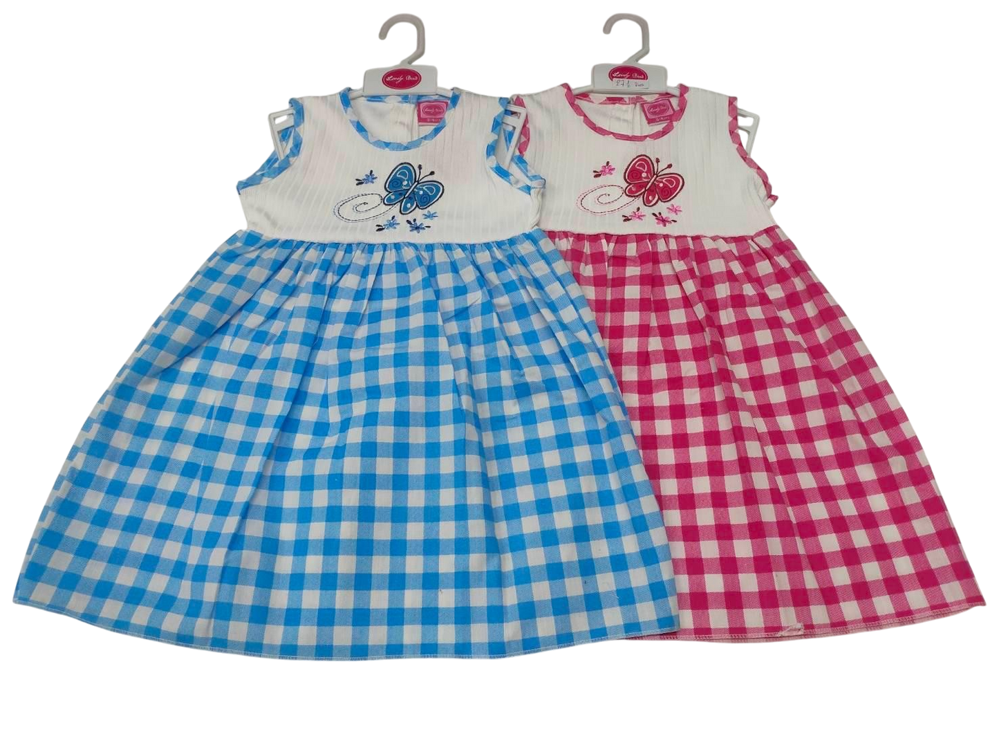 Girls Checker Dress - Butterfly (2-6 Years) (PK6) DRS36( unit price 4.95)