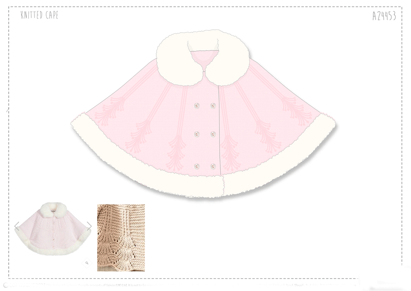Baby Girls Knitted Fur Trim Cape - Pink (3-24m) (PK4) A24453