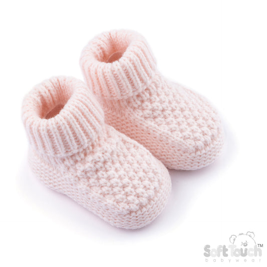Baby Elegance Ribbed Booties - Pink (PK6) (NB-6m) ABO712P