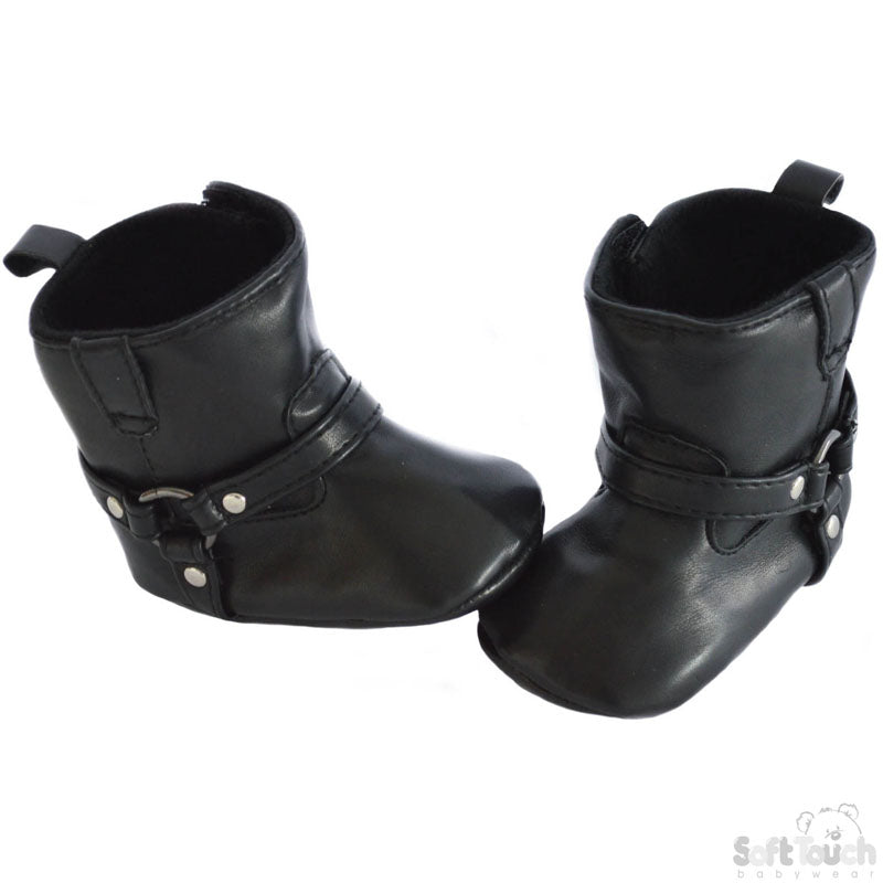 PU BOOTS W/BUCKLE & VELCRO FASTENER (6-15 Months) (PK6) B2100