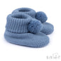 Pom Pom Acrylic Booties - Dusty Blue (NB-6m) (PK12) B455-DB