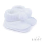 Pom Pom Acrylic Booties - White (NB-6m) (PK12) B455-W