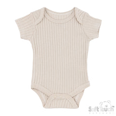 Ribbed Bodysuit - Biscuit (0-3m) (PK6) - BS4600-BI-03