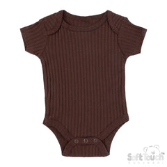 Ribbed Bodysuit - Chocolate (0-3m) (PK6) - BS4600-CH-03