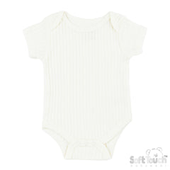 Ribbed Bodysuit - Marshmallow (3-6m) (PK6) - BS4600-MA-36