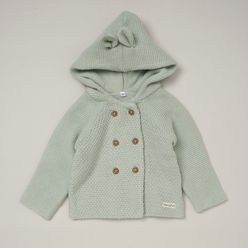 Baby Organic Double Knit Cardigan - Sage Green (0-12m) (PK6) C05712