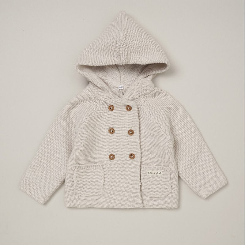 Baby Organic Double Knit Cardigan - Beige (0-12m) (PK6) C05713