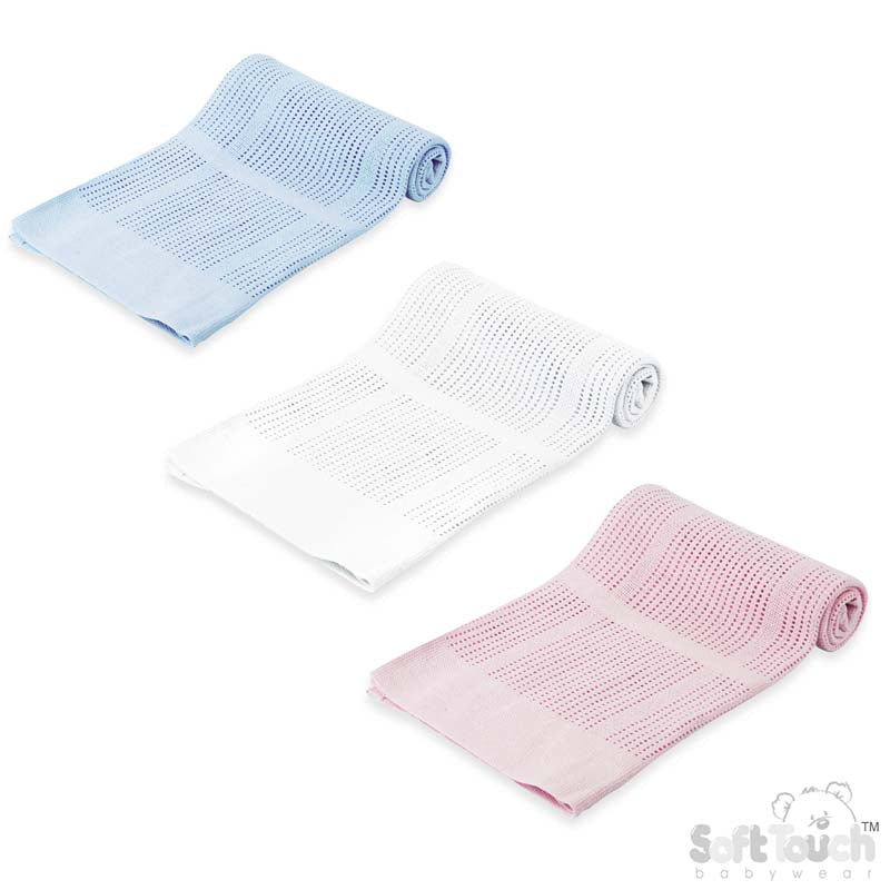 Cotton Cellular Blanket - W/P/B (70x90cm) (PK6) CBP51-BP-Mix