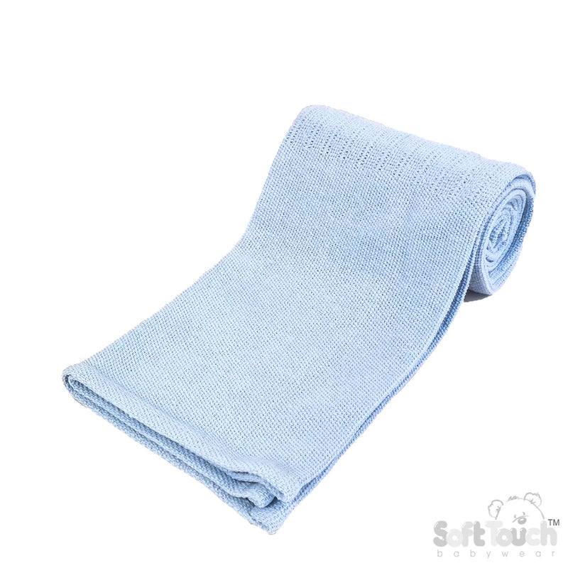 BLUE DELUXE PERSONALISATION COTTON BABY BLANKET (PK6) CBP60-B