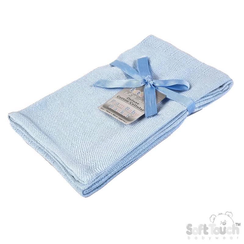 BLUE DELUXE PERSONALISATION COTTON BABY BLANKET (PK6) CBP60-B