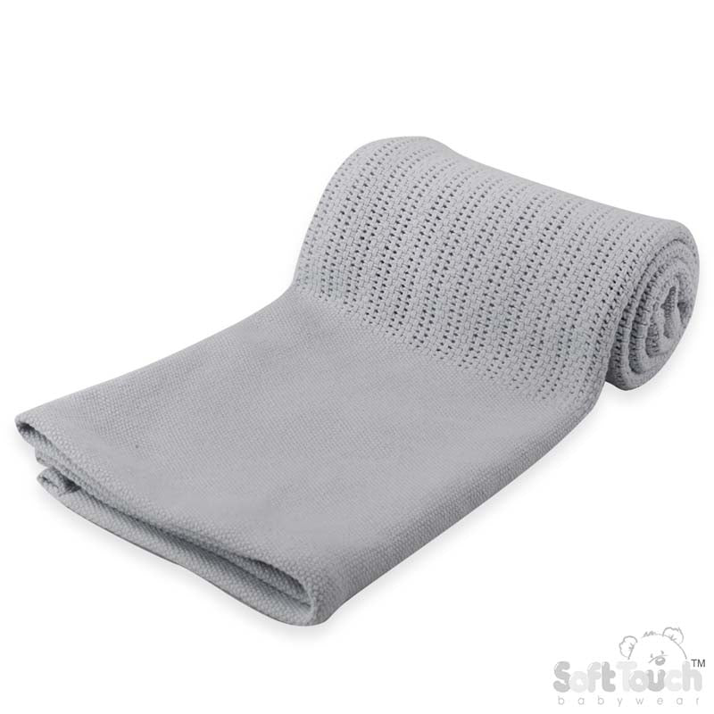 GREY DELUXE PERSONALISATION COTTON BABY BLANKET (PK6) CBP60-G