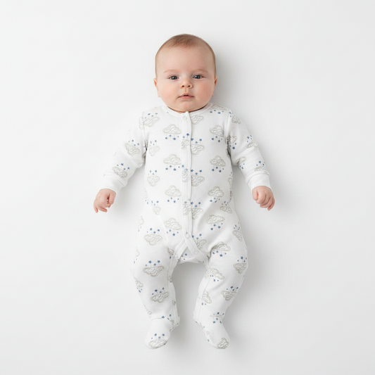 Sleepsuit With Grey Cloud Design (0-3Months) (PK12) CC11-SS-0-3
