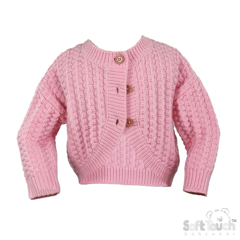 Long Sleeved Knitted Cardigan - Pink (0-12m) (PK6) CD18-P