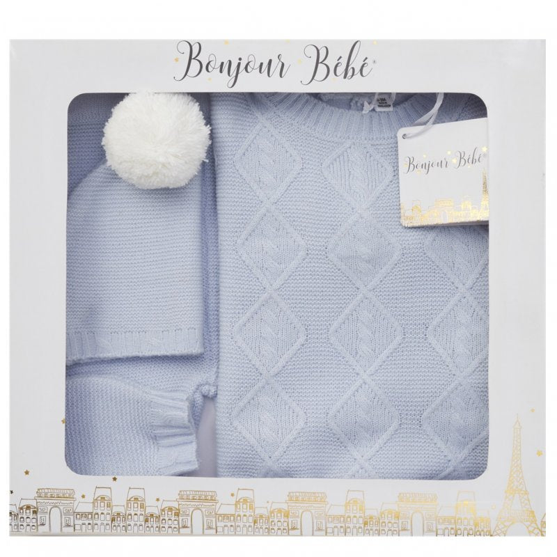 4pc Knitted Gift Box Set  - Blue (PK6) (NB-6m) D07068