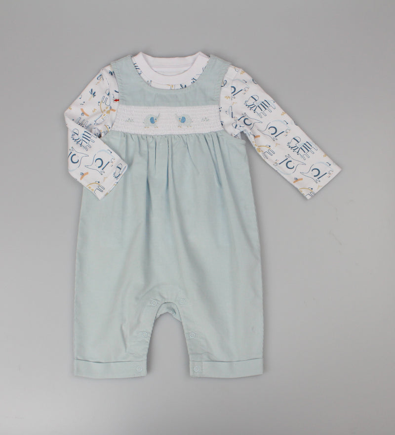 2pc Cord Dungaree Set - Blue Jungle (0-9m) (PK6) H13541