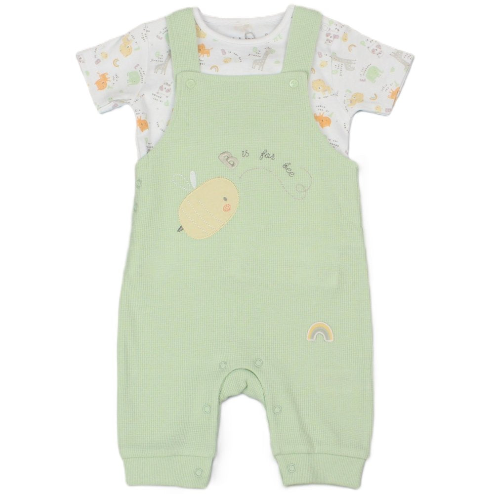 Baby Sage Waffle Fabric Top & Dungaree Outfit (Pack of 6) - M14263