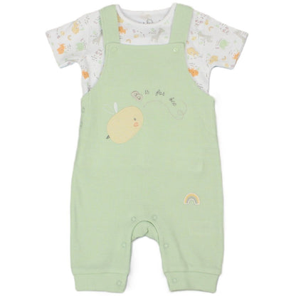 Baby Sage Waffle Fabric Top & Dungaree Outfit (Pack of 6) - M14263