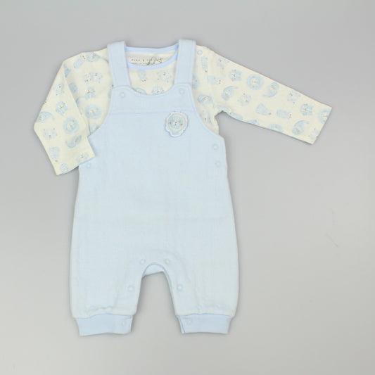 Baby Quilted Dungaree Set - Sky Blue (0-9m) (PK6)  M15956