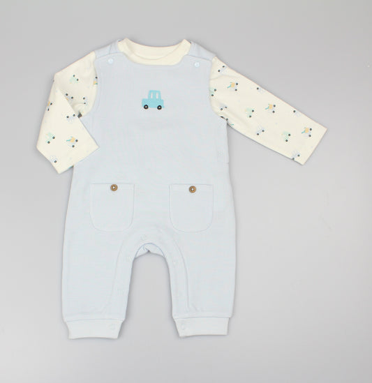 Baby Boys  Dungaree Set - Blue Car (0-9m) (PK6)  M15984