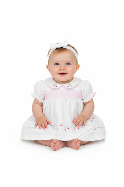 3pc Baby Girls Dress Set -White Floral (NB-6m) (PK6) - K14226