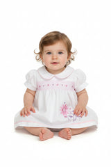 3pc Baby Girls Dress Set - White Smocked  (NB-6m) (PK6) - K14228