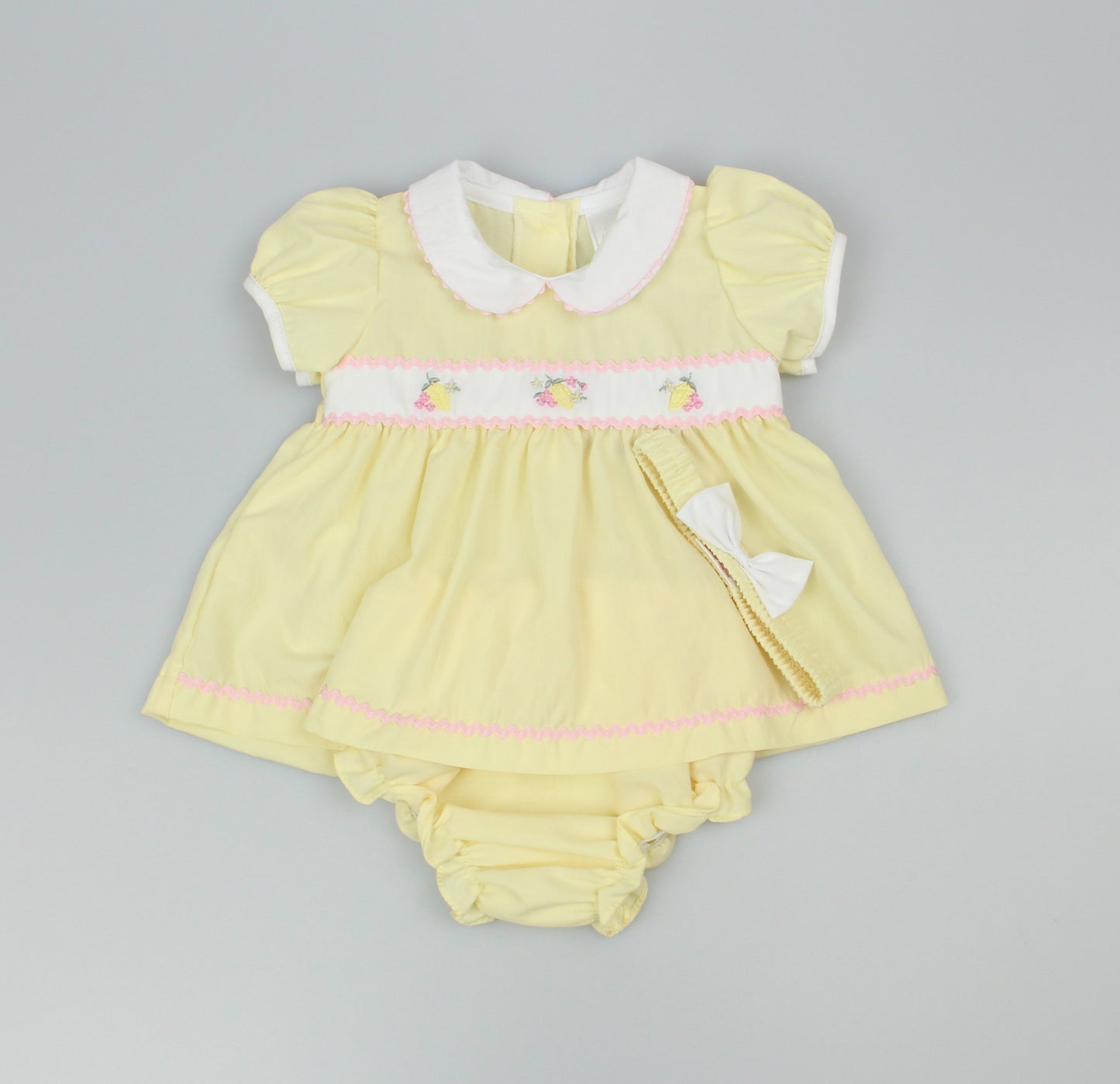 3pc Baby Girls Dress Set - Lemon (NB-6m) (PK6) - K14230