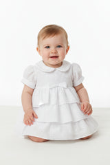 3pc Baby Girls Dress Set - White Frill (NB-6m) (PK6) - K14232