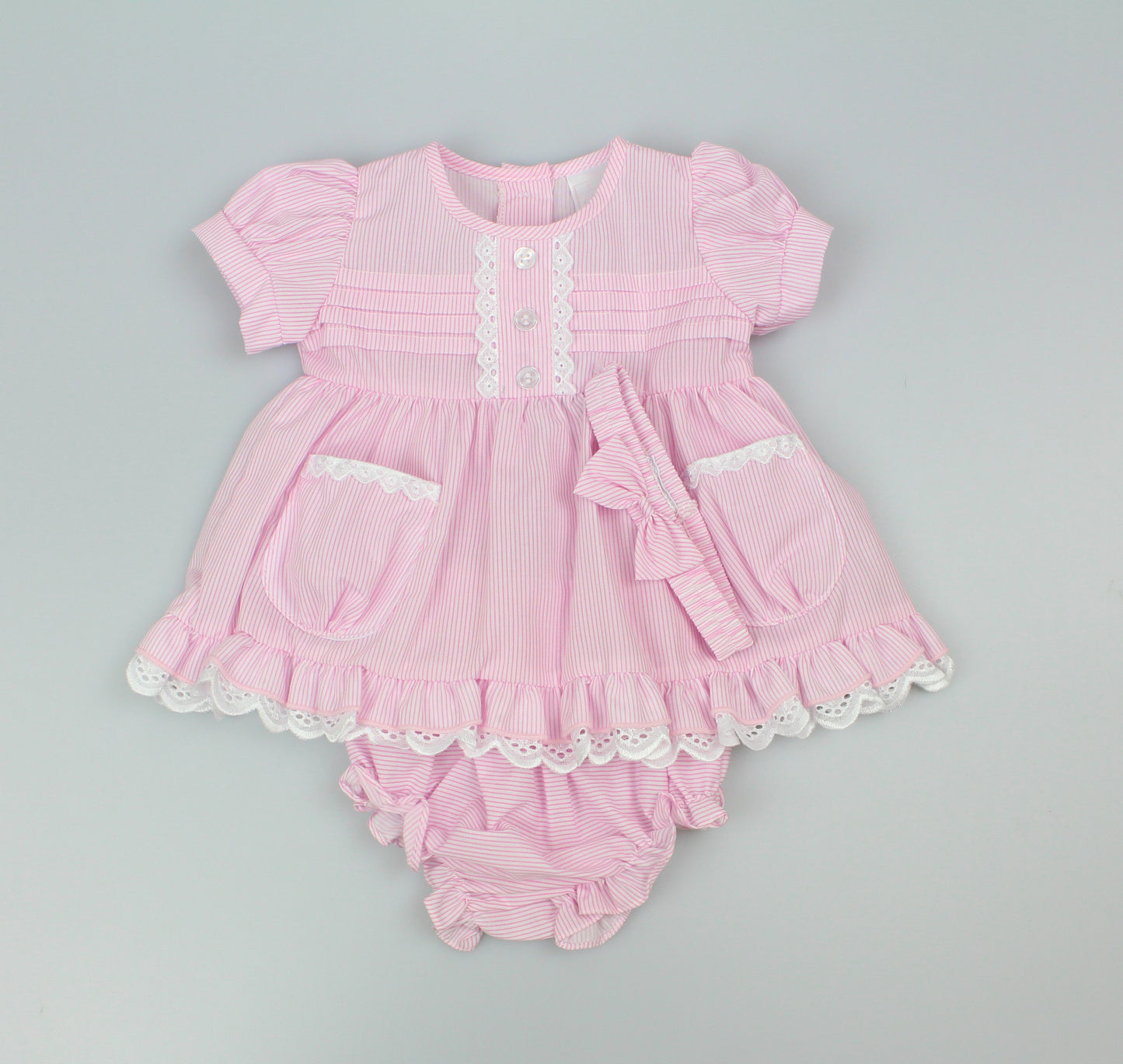 3pc Baby Girls Dress Set - Pink (0-9m) (PK6) - K14237