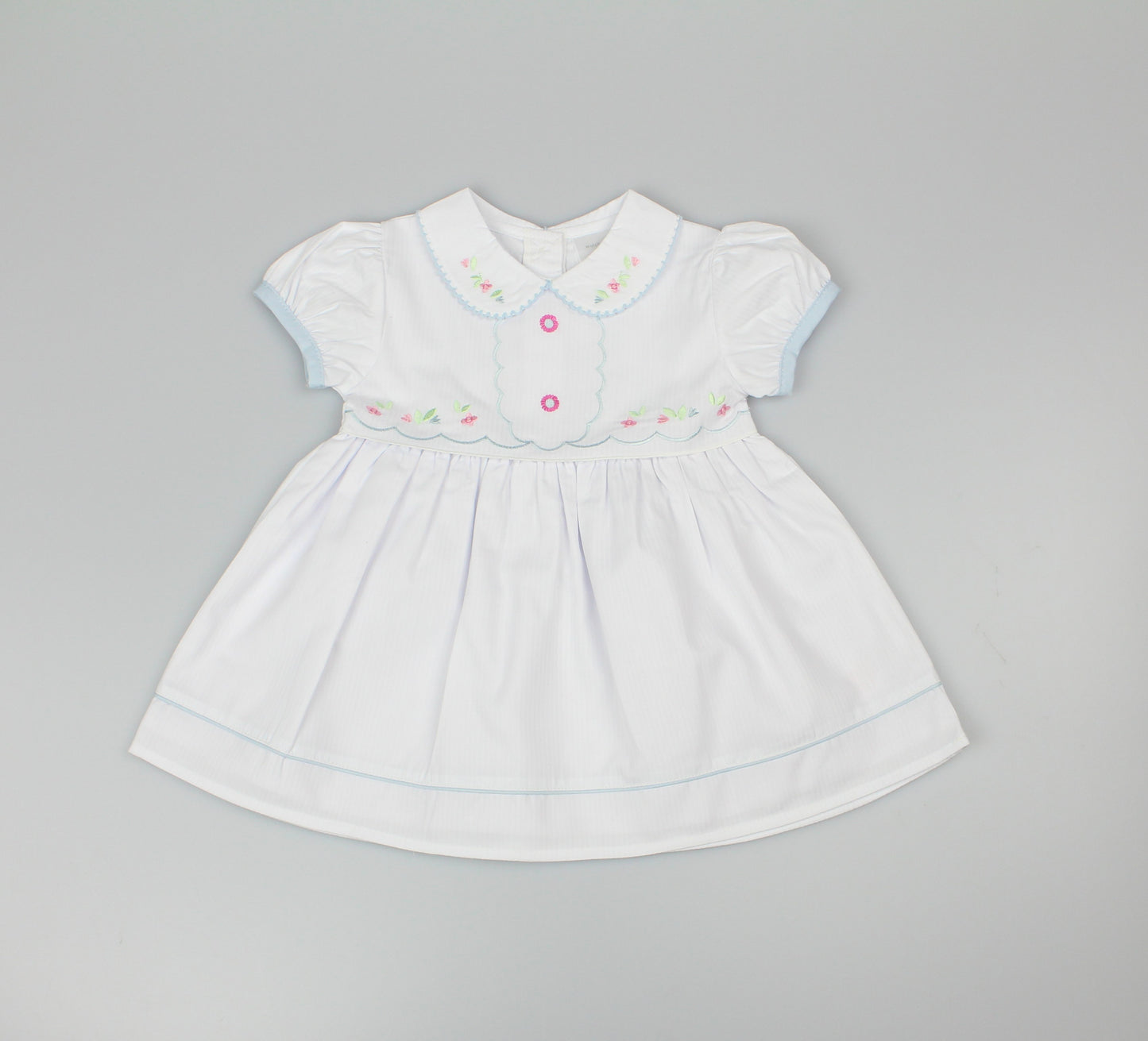 Baby Summer Dress - White/Sky Blue (1-2yrs) (PK6) - K34213