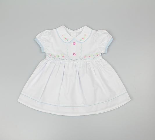 Baby Summer Dress - White/Sky Blue (1-2yrs) (PK6) - K34213