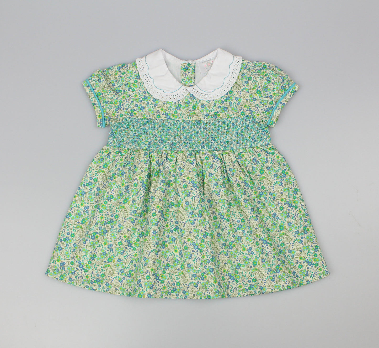 Baby Summer Dress - Teal/Green Smocked (1-2yrs) (PK6) - K34222