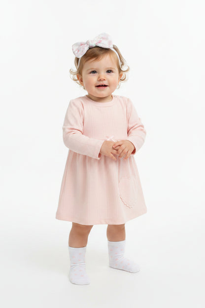 Baby Girls 3pc Dress Set - Pink Hearts (0-6 Months) (PK6) M14270