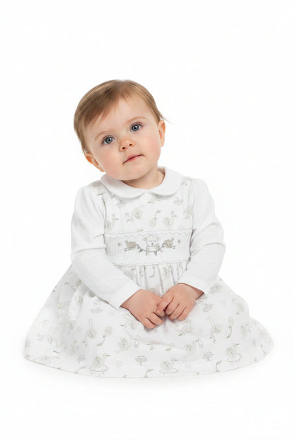 Baby Girls 3pc Dress Set - White/Bird (NB-3M) (PK6) M14277