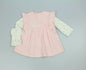 Baby Girls 3pc waffle Pinafore set - Pink (PK6) (0-9m) N14756