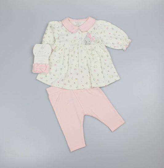 Baby Girls 3pc Waffle Tunic Legging Set - Floral Woodland (PK6) (0-9m) N14758
