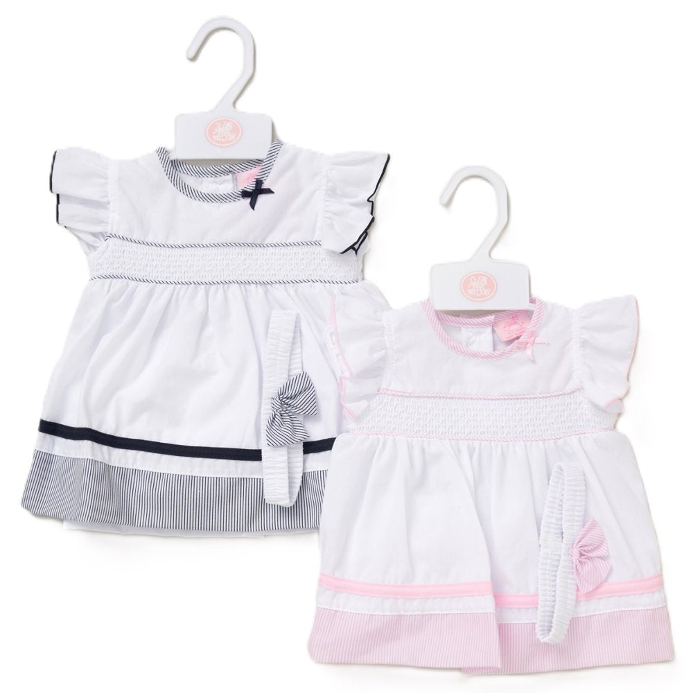 3pc Baby Girls Dress Set - Smocked Stripes (9-24m) (PK6) F09182INF