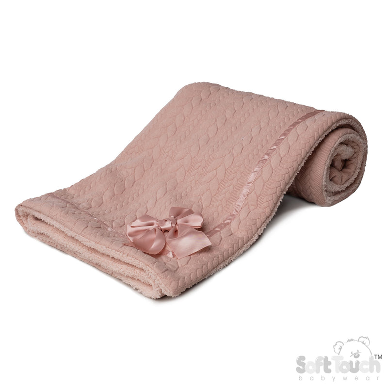 ROSE GOLD CABLE WRAP W/SHERPA BACK - (PK4) FBP246-RO