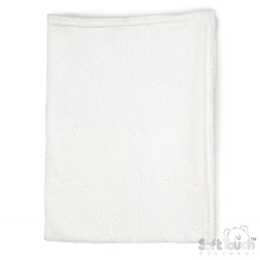 Embossed Wrap - Animals/White (75x100cm) (PK6) FBP305-W