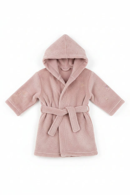Embossed Hooded Robe - Dusty Pink/Floral (6-12m) (PK4) FBR305DP