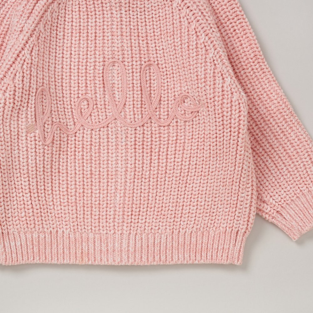 Baby Cotton Knit Embroidered Cardigan - Pink/Hello (PK6) (0-12m) G12762NB