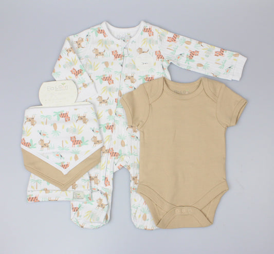 Ribbed 5pc Gift Set - Tiger/Elephant (0-9M) (PK6) E13393