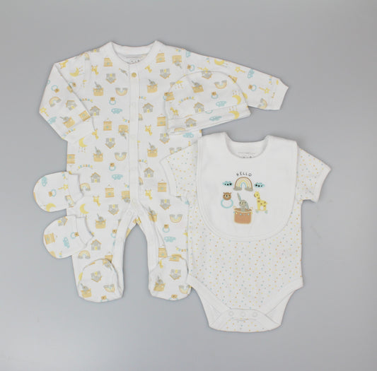 5pc Gift Set in Organza Bag - Hello (PK6) (0-9m) H13629
