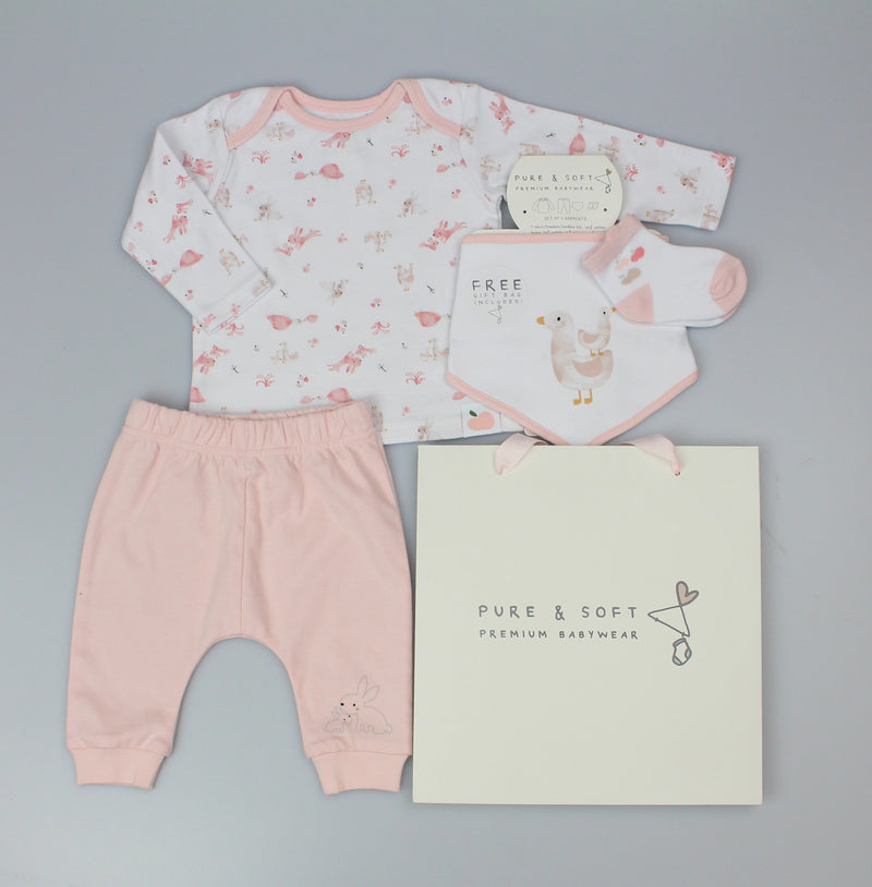 4pc Gift Set -  Pink Garden  (0-6 Months) (PK6) H13655