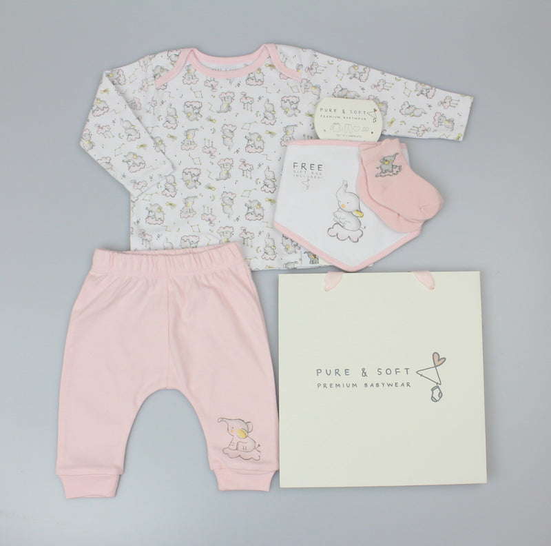 4pc Gift Set -  Pink Elephant  (0-6 Months) (PK6) H13656