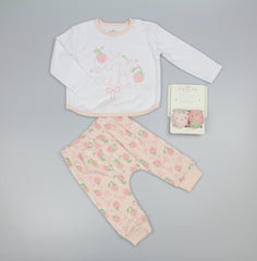 4pc Outfit with Wrist Rattles Gift Set - Pink Strawberry (PK6) (0-9m) N14703
