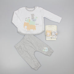 4pc Outfit with Wrist Rattles Gift Set - Grey Farm (PK6) (0-9m) N14705