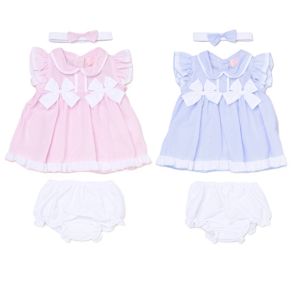 Baby Girls Dress, Pant & Headband Set - Bows/Stripe (0-9m) (PK6) H12800NB
