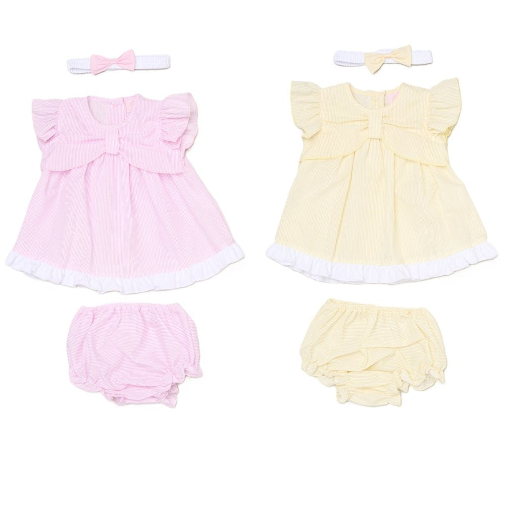 Baby Girls Dress, Pant & Headband Set - Lemon/Pink (0-9m) (PK6) H12803NB