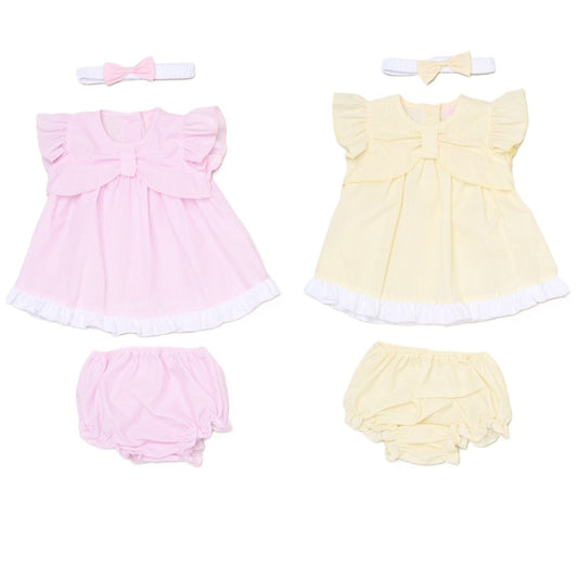 Baby Girls Dress, Pant & Headband Set - Lemon/Pink (0-9m) (PK6) H12803NB