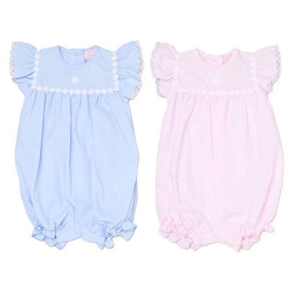 Baby Girls Smocked Romper - Embroidered Sky/Pink (0-9M) (PK6) H12806